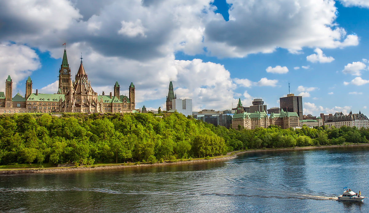 Image of the parliament buildings from the Ottawa River